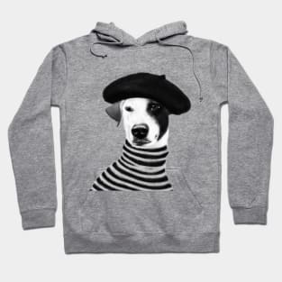 Jack Russel Terrier wearing a beret Hoodie